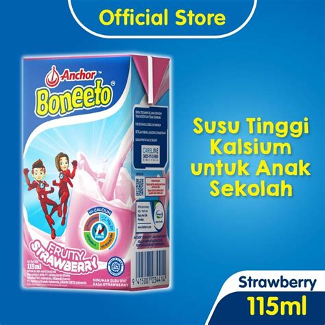 Jual Boneeto Susu Anak Sekolah Uht Fruity Strawberry 115ml Nutrisi