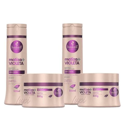 Kit Haskell Matiza Loiro Roxo 2 Shampoos Roxo 2 Máscaras Roxa Kit