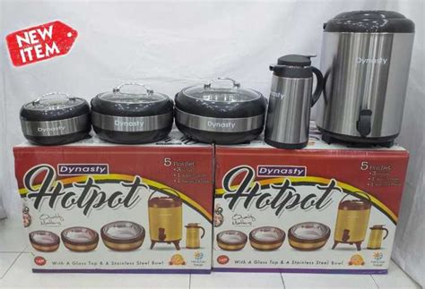 Pcs Dynasty Hot Pot Set Stainless Steel Inner Bowl Glass Lid Liter Water Cooler