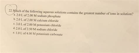 Answered 22 Which Of The Following Aqueous Bartleby