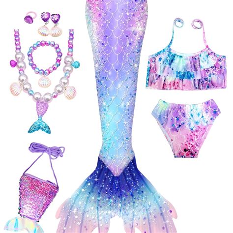 Girls Bikini Swimsuit Mermaid Tails For Swimming Princess Mermaid