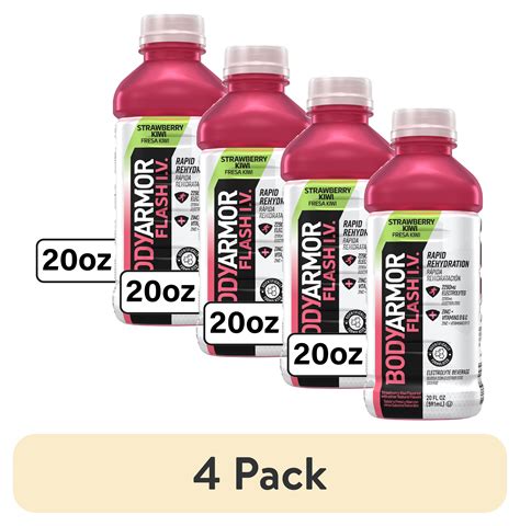 4 Pack BODYARMOR Flash IV Strawberry Kiwi Electrolyte Drink 20 Fl Oz