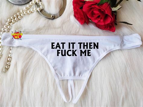 Eat I Then Fuck Me Black Sexy Thong PantyG StringCum Etsy