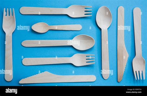 A Variety Of Recyclable Wooden Cutlery That Are Disposable And