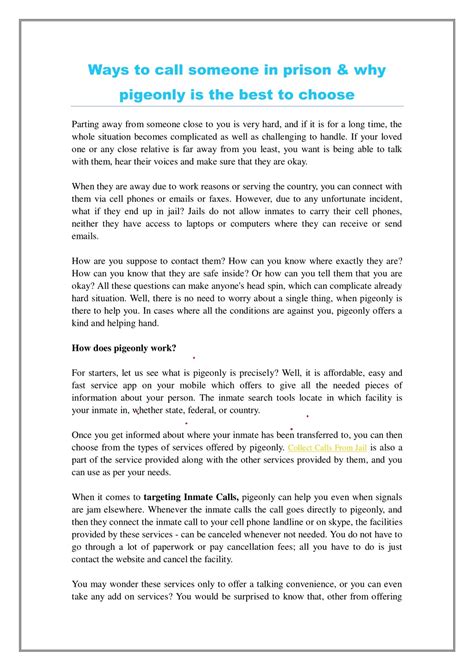 PPT - Ways to call someone in prison & why pigeonly is the best to