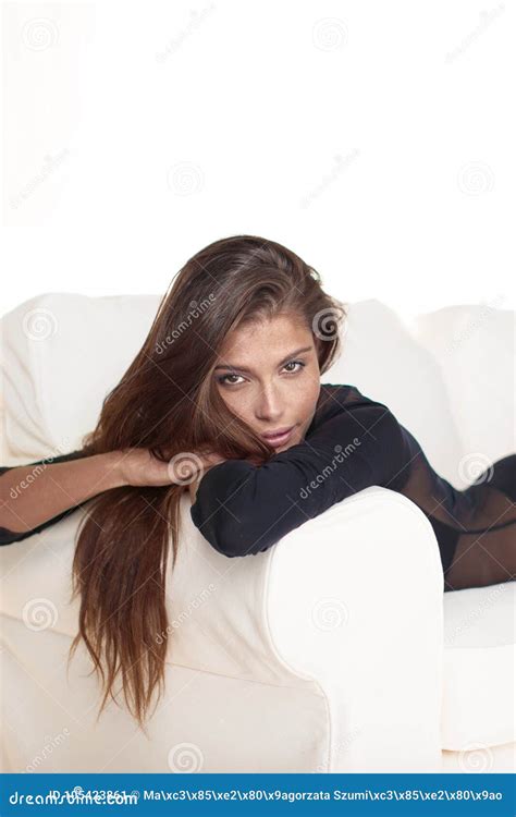 Sensual Brunette Lady Posing In Studio Stock Image Image Of Facial Brunette