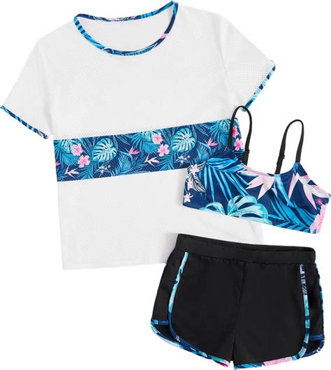 Amazon SOLY HUX Girl S Tropical Print Bikini Bathing Suit With Cover Up Piece Swimsuits