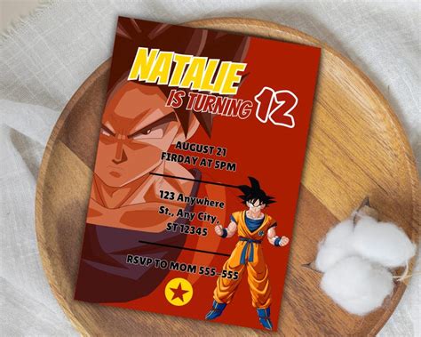 Goku Dragonball Z Digital Birthday Invitation For Kids Or Adult
