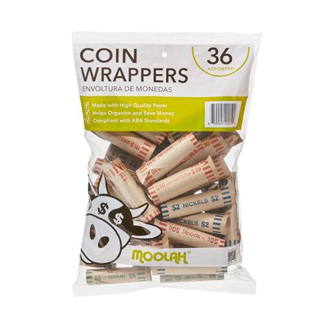 Moolah Preformed Assorted Paper Coin Wrappers 36 Count