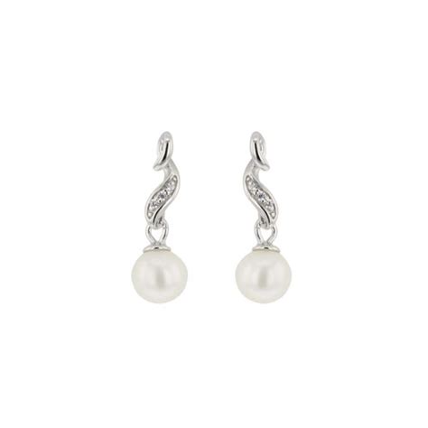 Boucles D Oreilles Pendantes En Argent Perle De Culture Eau Douce Et