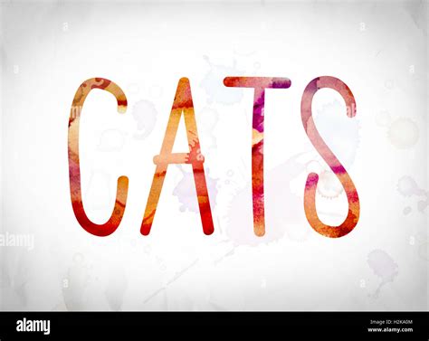 The Word Cats Written In Watercolor Washes Over A White Paper