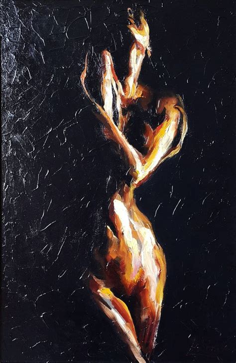 Painting Touch Of Love Woman Nude Figure Naked Figurative FREE SHIPPING Oil Painting