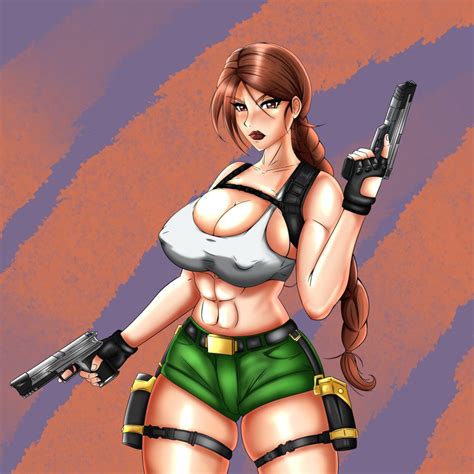 Tomb Raider Hentai Art Female Erect Nipples Lara Croft Crop Top