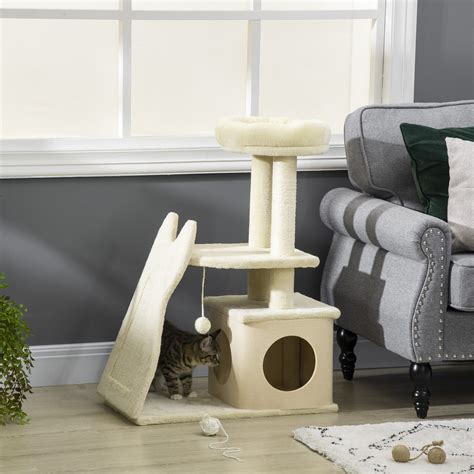 Homcom Árvore Arranhador Para Gatos Pequenos Altura 83cm Torre Para Gatos Com Cama Caverna