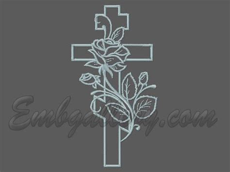 Cross With A Rose Machine Embroidery Design