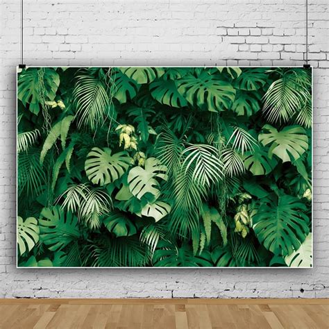 Leowefowa X Ft Vinyl Backdrop Green Leaves Backdrop Summer Tropical