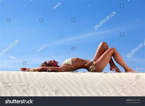 Sexy Pretty Woman Bikini Sunbathing Beach Stock Photo 76001068 Shutterstock