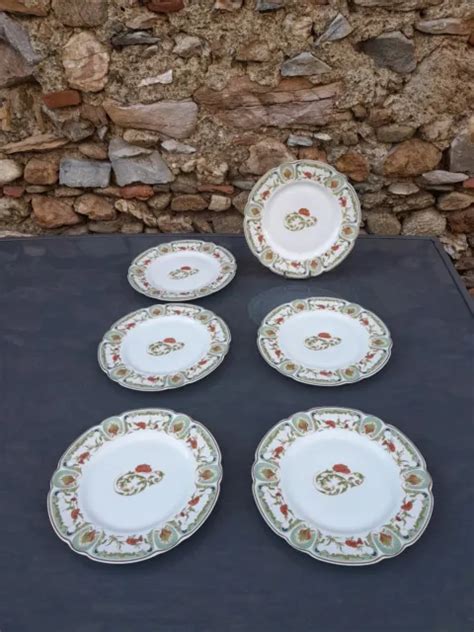 CH FIELD HAVILAND LIMOGES MOZART Chantoung Assiette Dessert X6 Felix