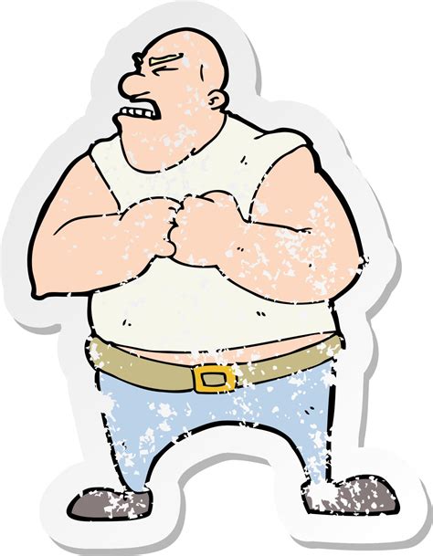 Retro Distressed Sticker Of A Cartoon Violent Man Vector Art At