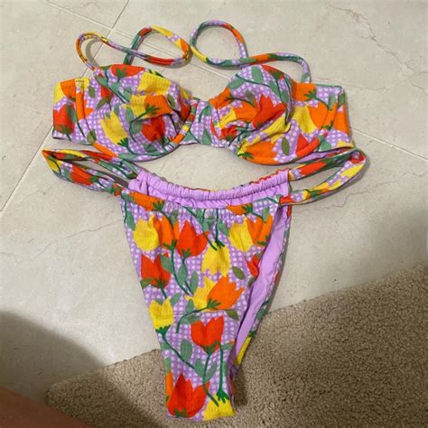 Floral Blackbough Bikini Small Tops Medium Bottoms Depop