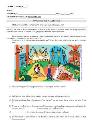 Ancestralidade E Tradições Orais 5 Ano Atividades - Ancestralidade e tradição oral - 5º ano | Atividades de religião ...