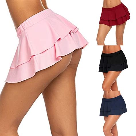 Women Pleated Mini Skirt Solid Ruffle Lingerie Shopee Malaysia
