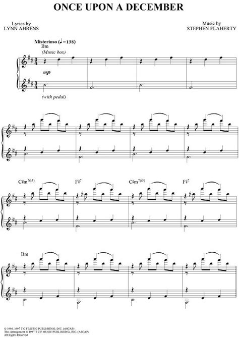 Once Upon A December Sheet Music By Stephen Flaherty Recital Sheet