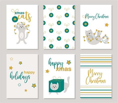 Christmas cards with cats set 12981222 Vector Art at Vecteezy