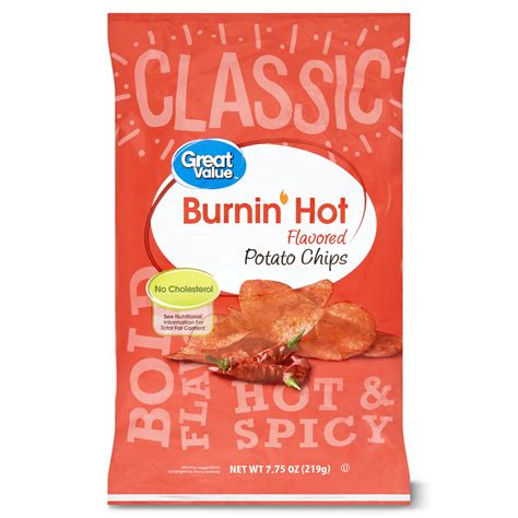 Great Value Burnin Hot Flavored Potato Chips 7 75 Oz Walmart