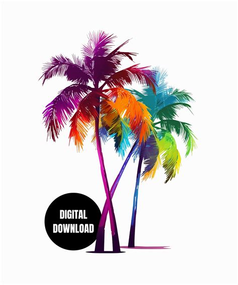 Palm Trees PNG, Vibrant Colors Tropical Palm Tree, Summer Design