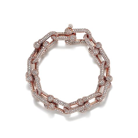 Tiffany Hardwear 系列 18k 玫瑰金铺镶钻石大号链环手链 Tiffany And Co
