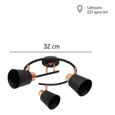 Luz Desing Plafon Luces Espiral Yencko Conico Negro Cobre Apto Led