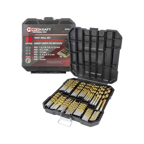 Набор сверл по металлу HSS, 92 предмета, в кейсе fk-924u92 Forcekraft ...