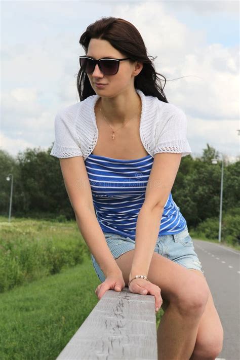 Attractive Brunette Sitting In Park Stock Photo Image Of Female Beautiful 25799102