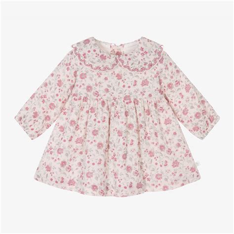 Laranjinha Girls Pink Floral Cotton Dress Childrensalon