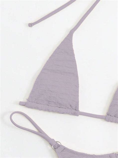 SHEIN Swim SXY Mono Bikini Set Halter Micro Triangle Bra Thong Bottom 2 Piece Swimsuit SHEIN USA