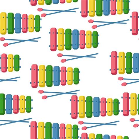Kids Toy Xylophone Seamless Pattern Multicolored Percussion Musical