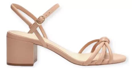 Sandalia Feminina Arezzo Tiras Nó Salto Medio Bloco Nude Parcelamento