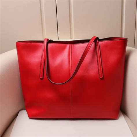 Genuine Leather Women S Shoulder Bag Soft Leather Tote Bags Free