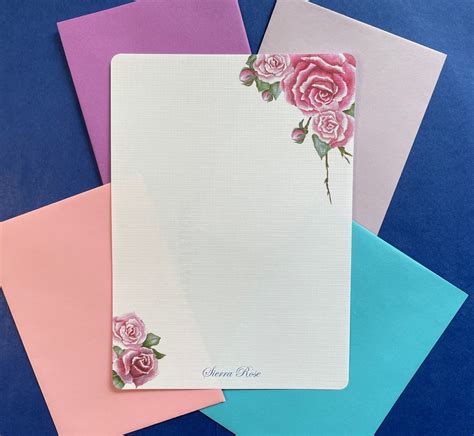 Complete Personalized Writing Paper Set Of 36 Pink Roses Letter
