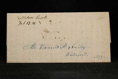 New York Ballston Centre Stampless Cover Ms C Rate Dpo