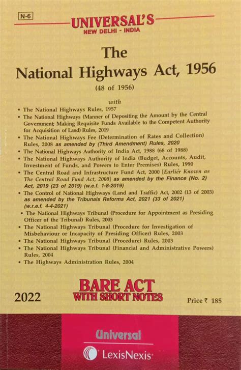 The National Highway Acts 1956 Bare Act 2022 Edition