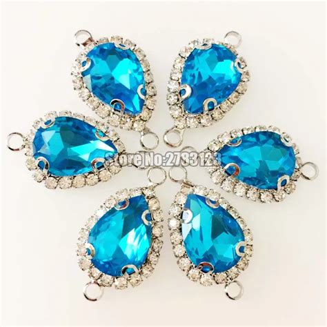 10x14mm 10pcs Bag Lake Blue Crystal Button High Quality Aaa Glass