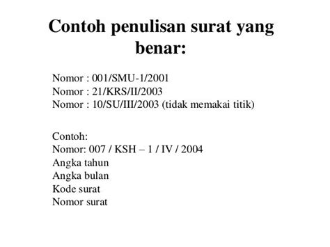 Contoh Penulisan Nomor Surat Yang Benar Adalah Id