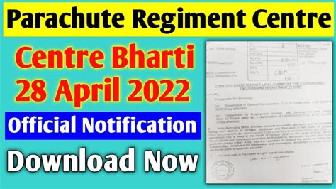 Parachute Regiment Centre Bharti 28 April 2022 With Original Chart