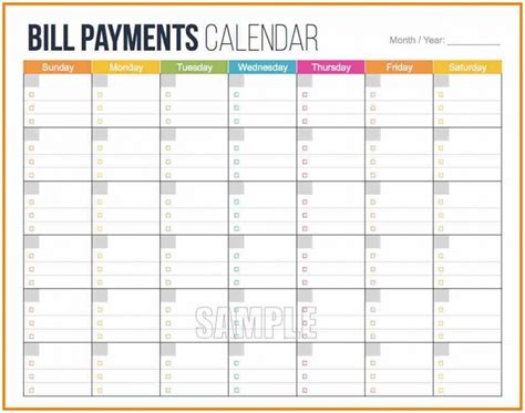 Free Printable Monthly Bill Calendar | Example Calendar Printable