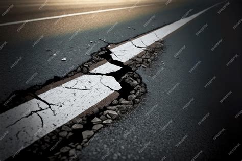 Premium Photo Broken White Line Road Marking On Asphalt In City