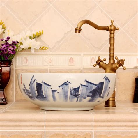 Ручная работа китайских мастеров Керамика умывальник круглая столешница ...