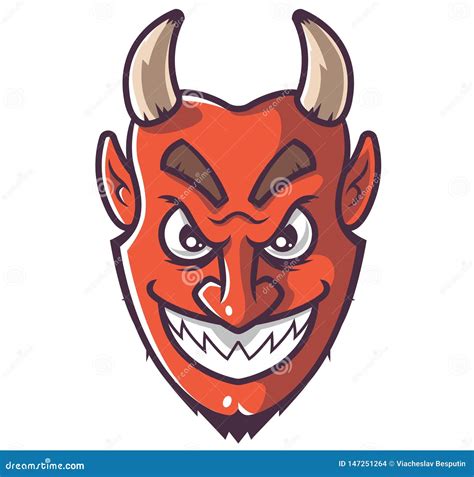 Smiling Devil Emoticon Grinning Red Demon Smiley Vector Emoji