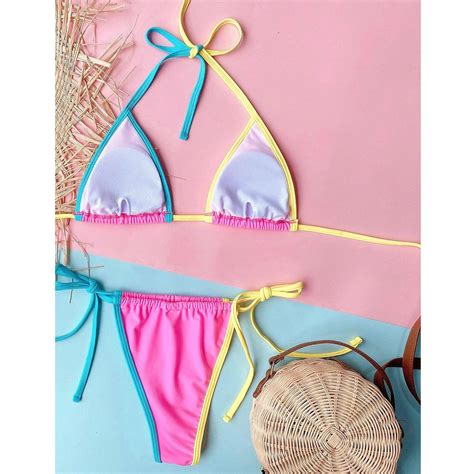 SeXy Mini Micro Neckholder Triangel Brazilien Slip String Panty Bikini Neon EBay